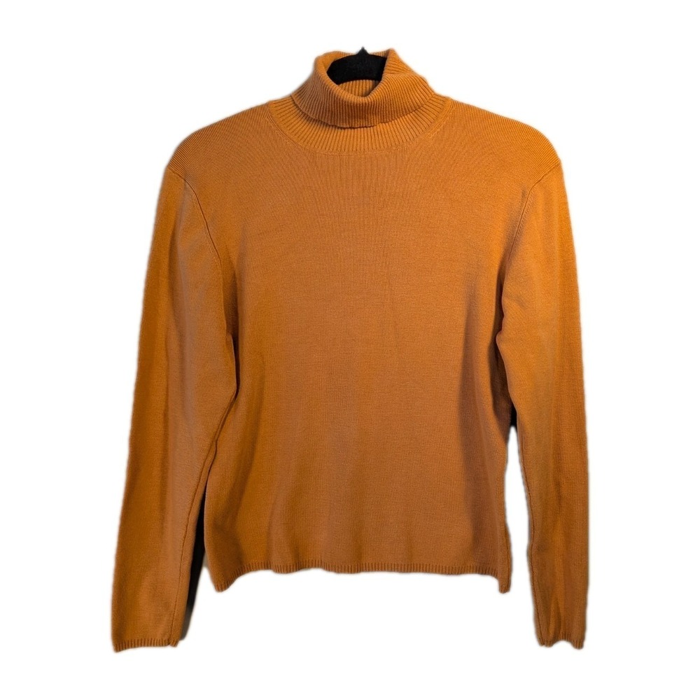 Louben Medium Silk Turtleneck Sweater Light Pumpkin Women Pullover Long Sleeves